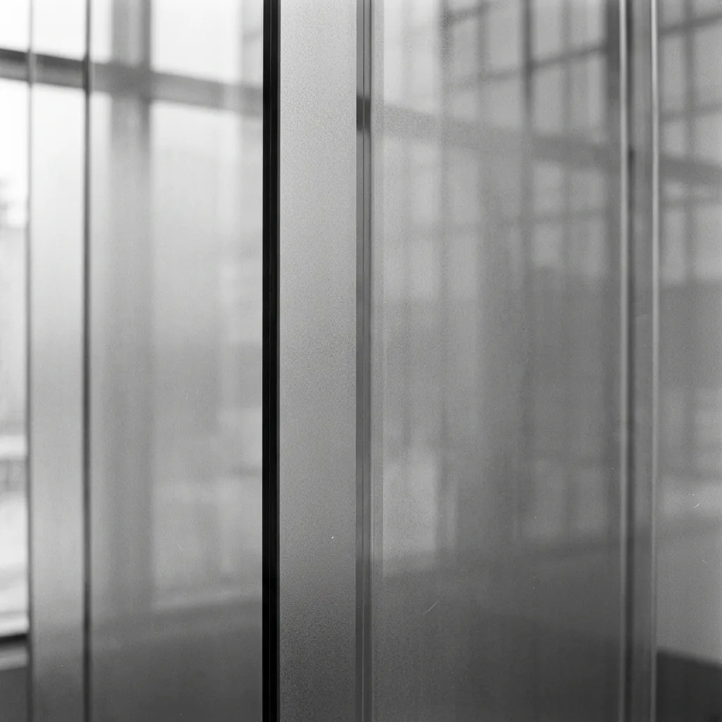 Textured concrete and glass architectural detail