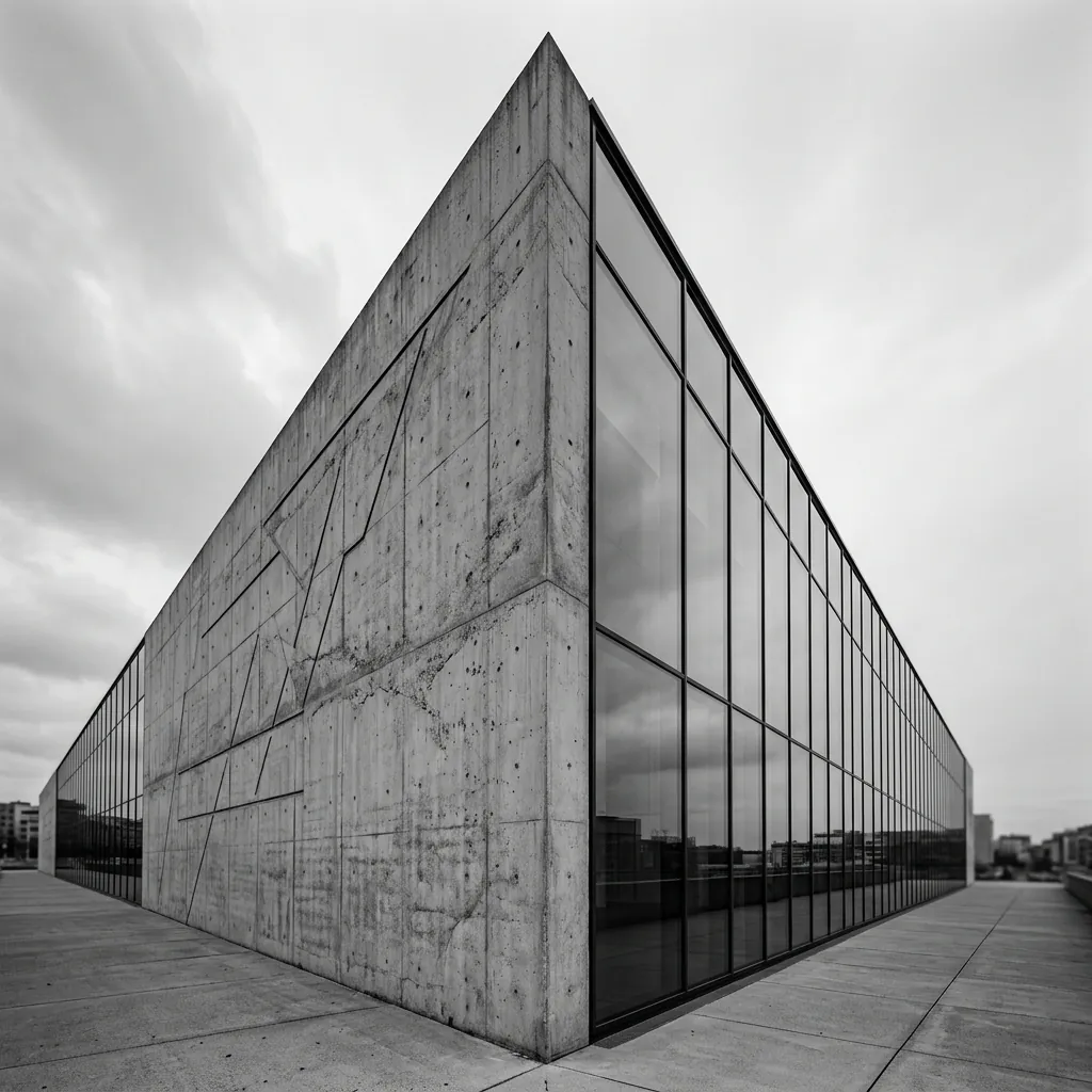 Minimalist modern glass building exterior
