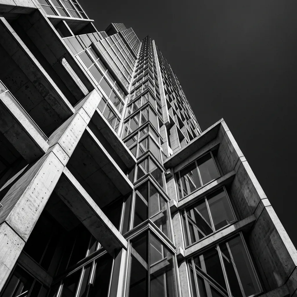 Abstract monochromatic architectural detail with smooth curves